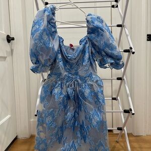 Elegant Blue Floral Dress